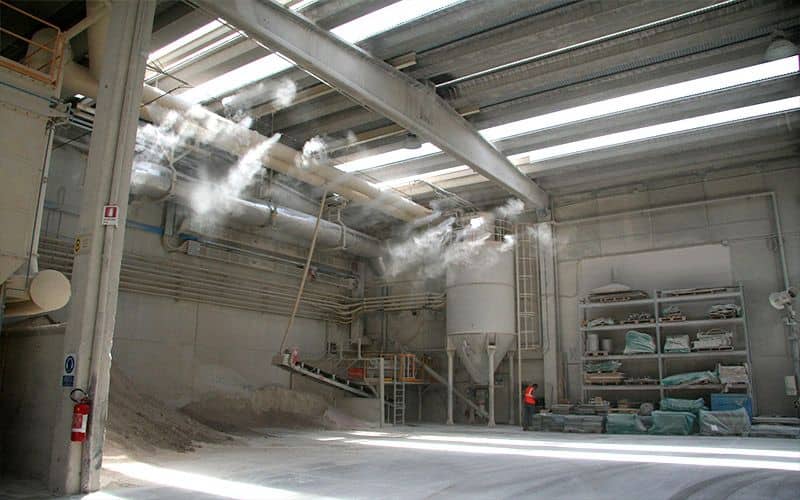 Подавление пыли в местах перегрузки и сортировки сыпучих материалов, портах, складах